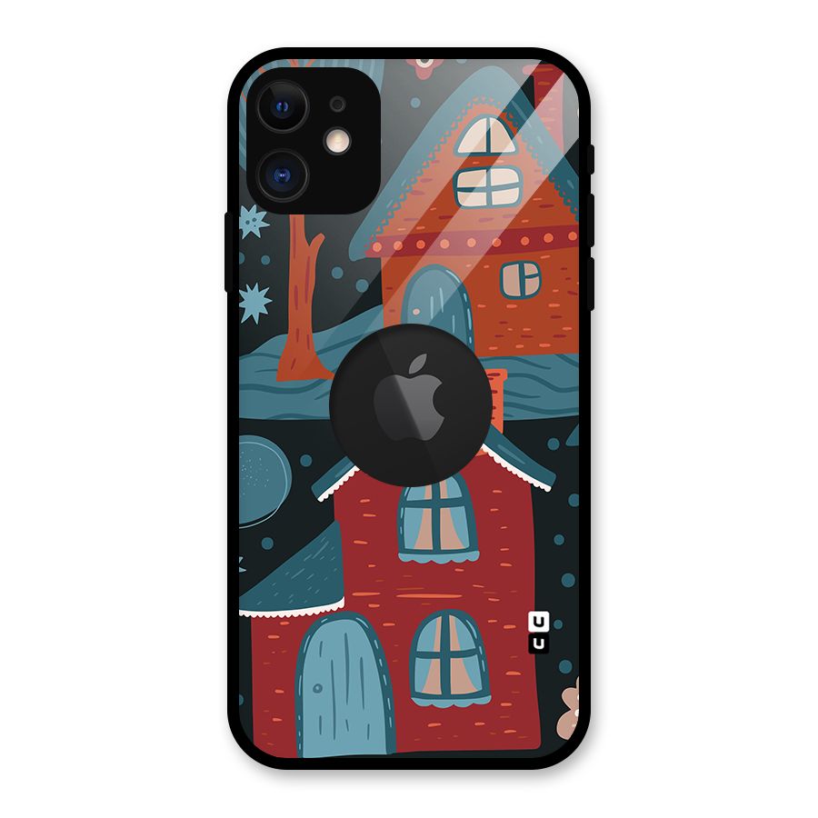 Nordic Arts Houses Glass Back Case for iPhone 11 Logo Cut