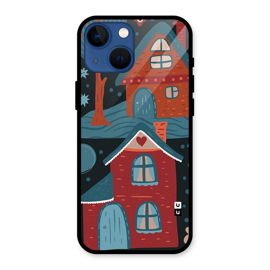 Nordic Arts Houses Glass Back Case for iPhone 13 Mini