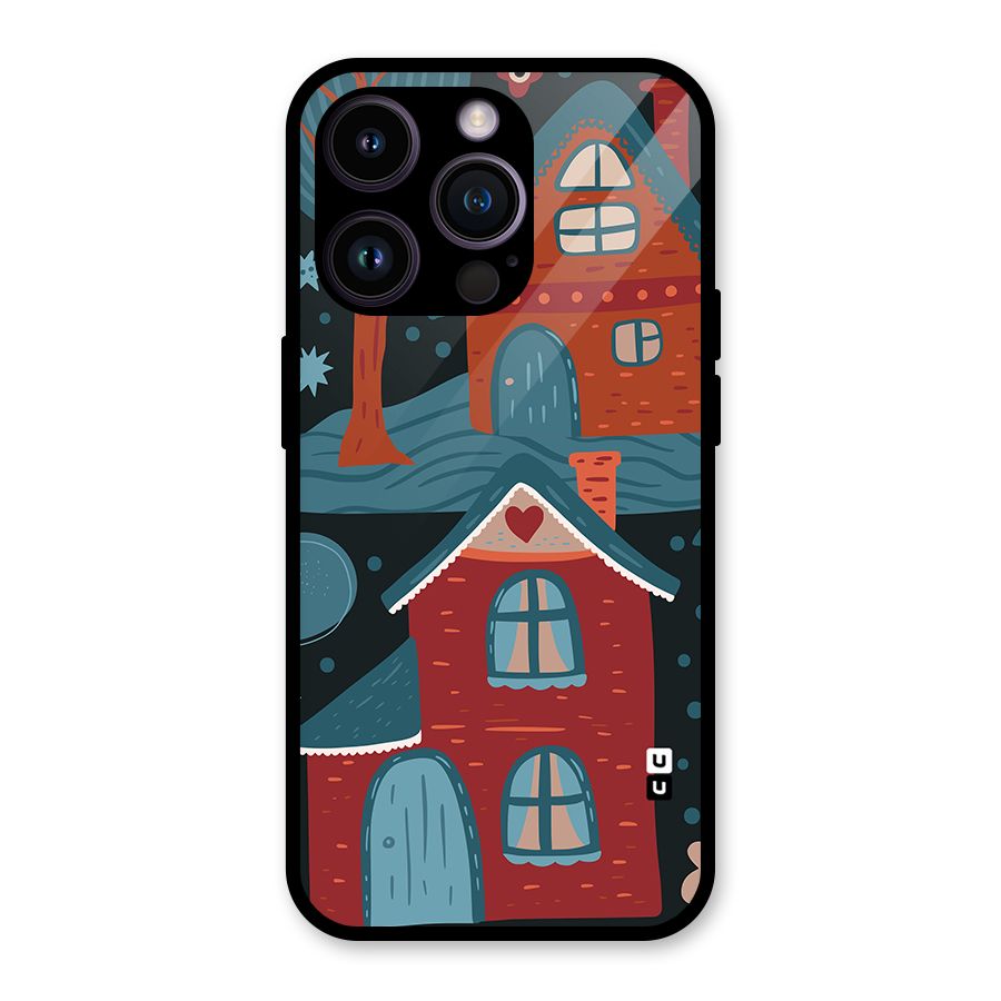 Nordic Arts Houses Glass Back Case for iPhone 14 Pro