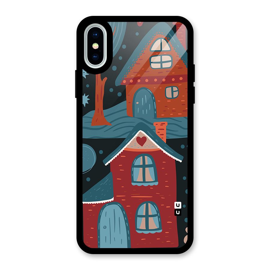 Nordic Arts Houses Glass Back Case for iPhone XS