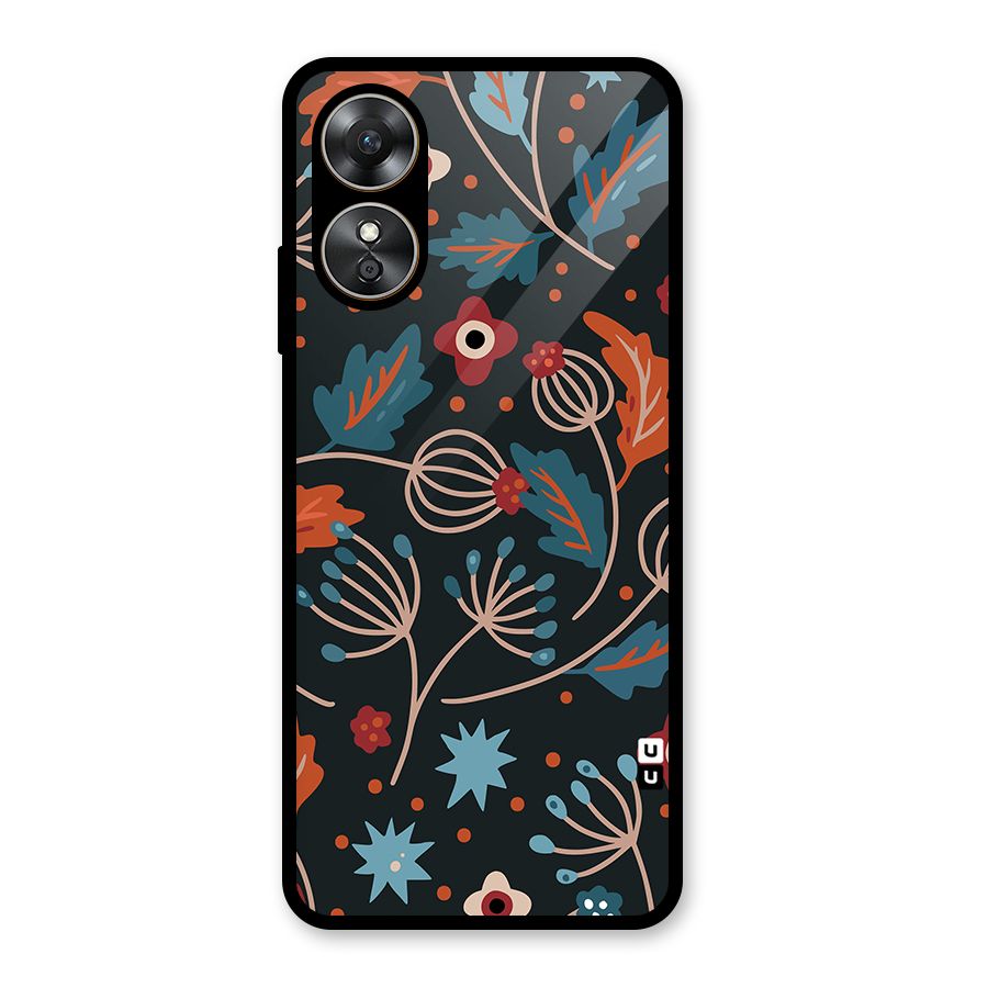 Nordic Arts Leaves Glass Back Case for Oppo A17