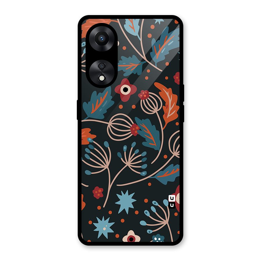 Nordic Arts Leaves Glass Back Case for Oppo A78