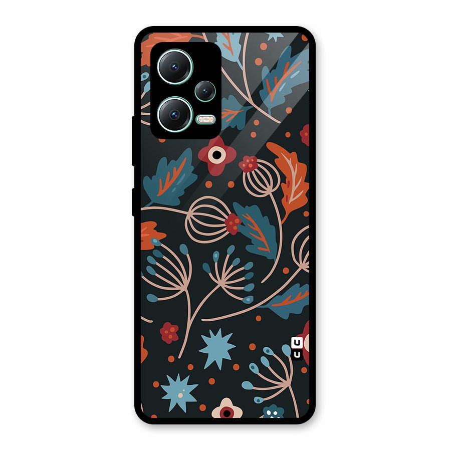 Nordic Arts Leaves Glass Back Case for Redmi Note 12 5G
