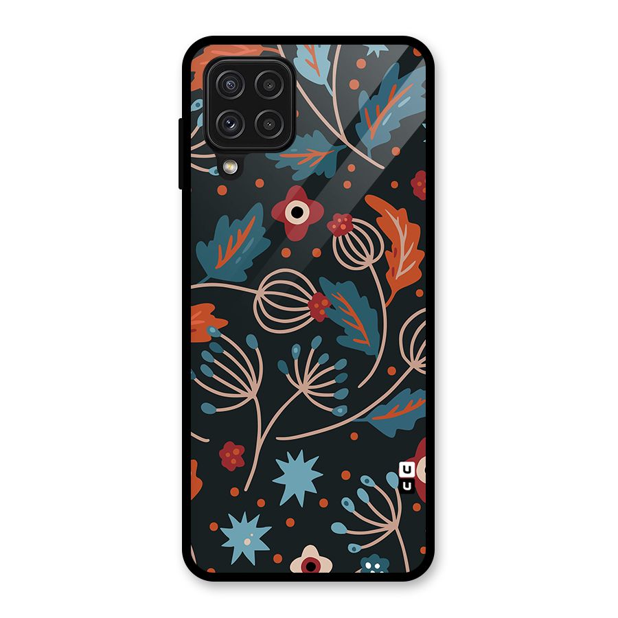 Nordic Arts Leaves Glass Back Case for Galaxy A22 4G