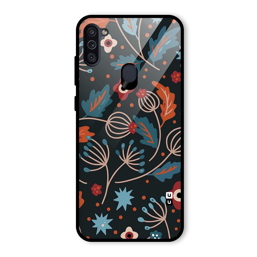 Nordic Arts Leaves Glass Back Case for Galaxy M11