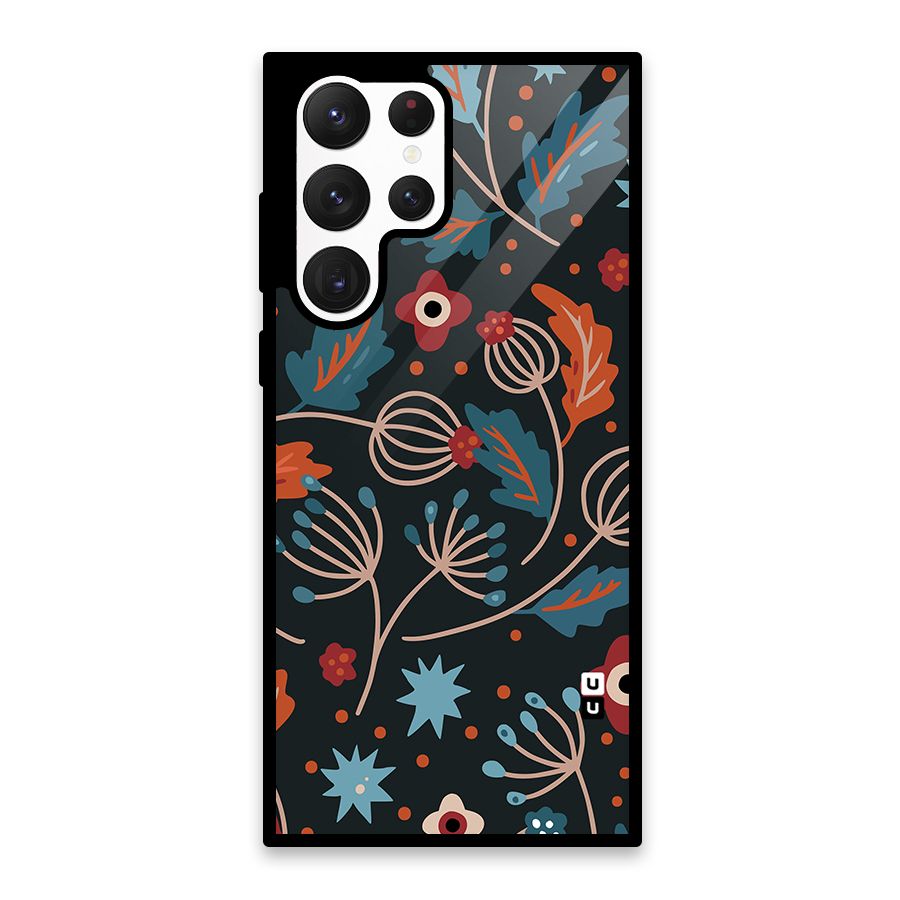 Nordic Arts Leaves Glass Back Case for Galaxy S22 Ultra 5G