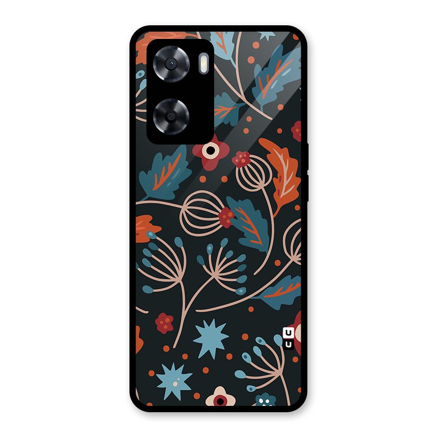 Nordic Arts Leaves Glass Back Case for Oppo A57 2022