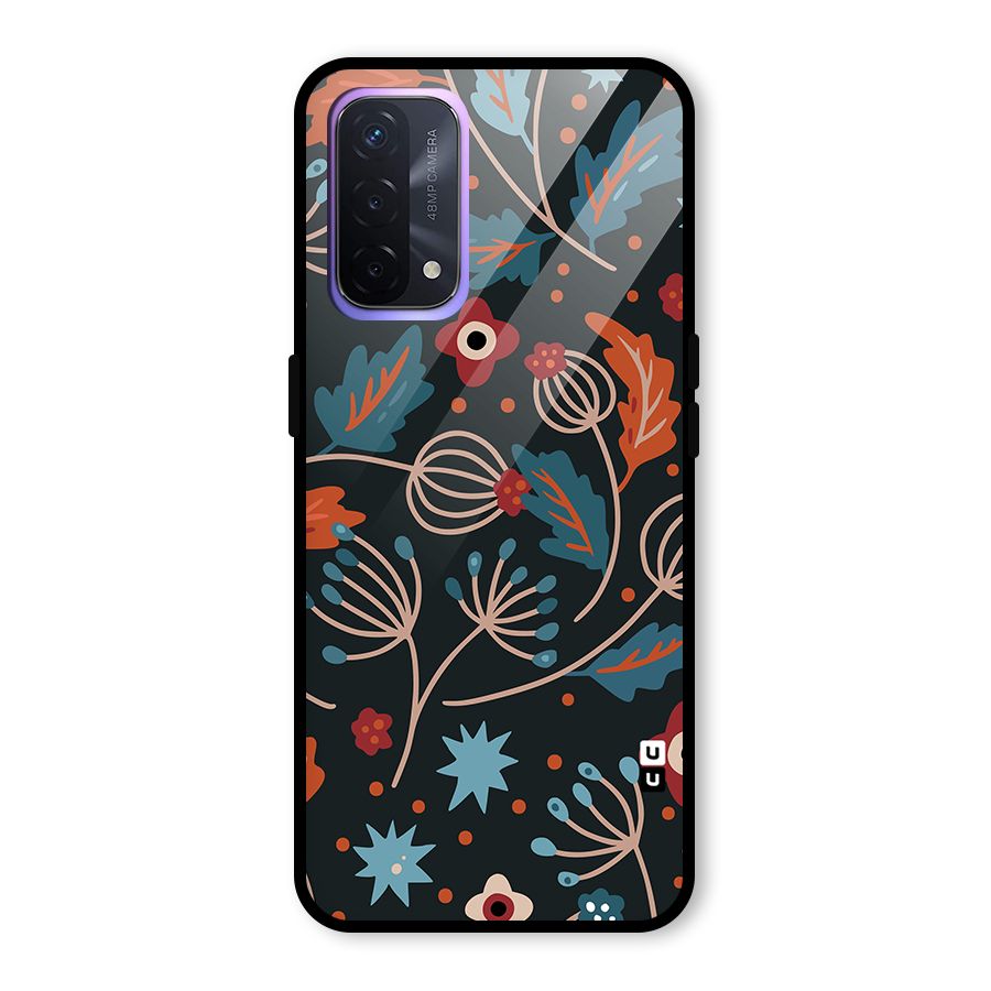 Nordic Arts Leaves Glass Back Case for Oppo A74 5G
