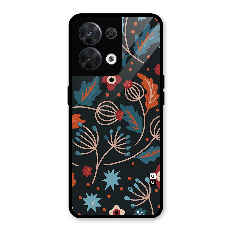 Nordic Arts Leaves Glass Back Case for Oppo Reno8 5G