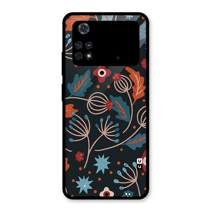 Nordic Arts Leaves Glass Back Case for Poco M4 Pro 4G