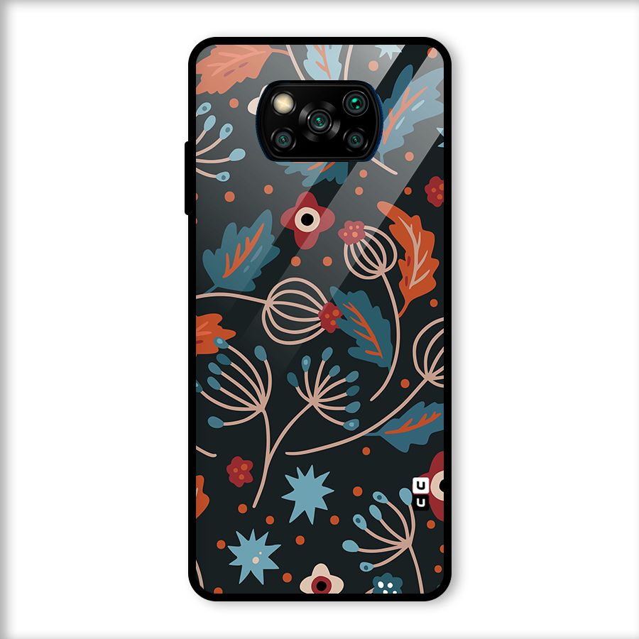 Nordic Arts Leaves Glass Back Case for Poco X3