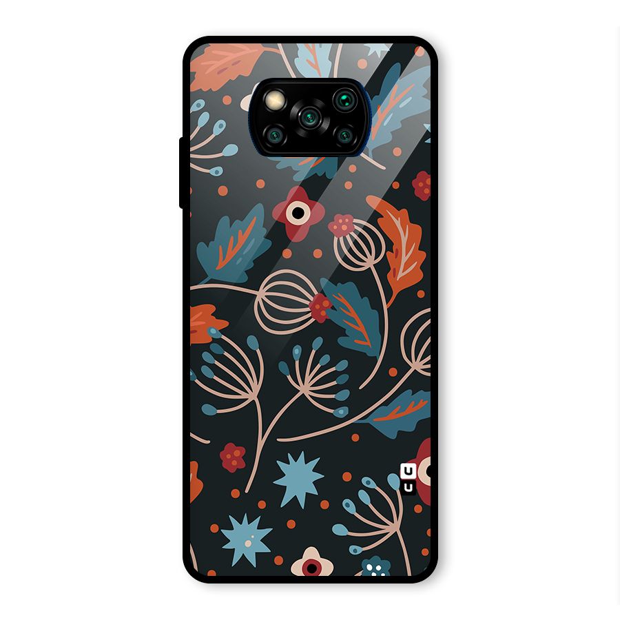 Nordic Arts Leaves Glass Back Case for Poco X3 Pro