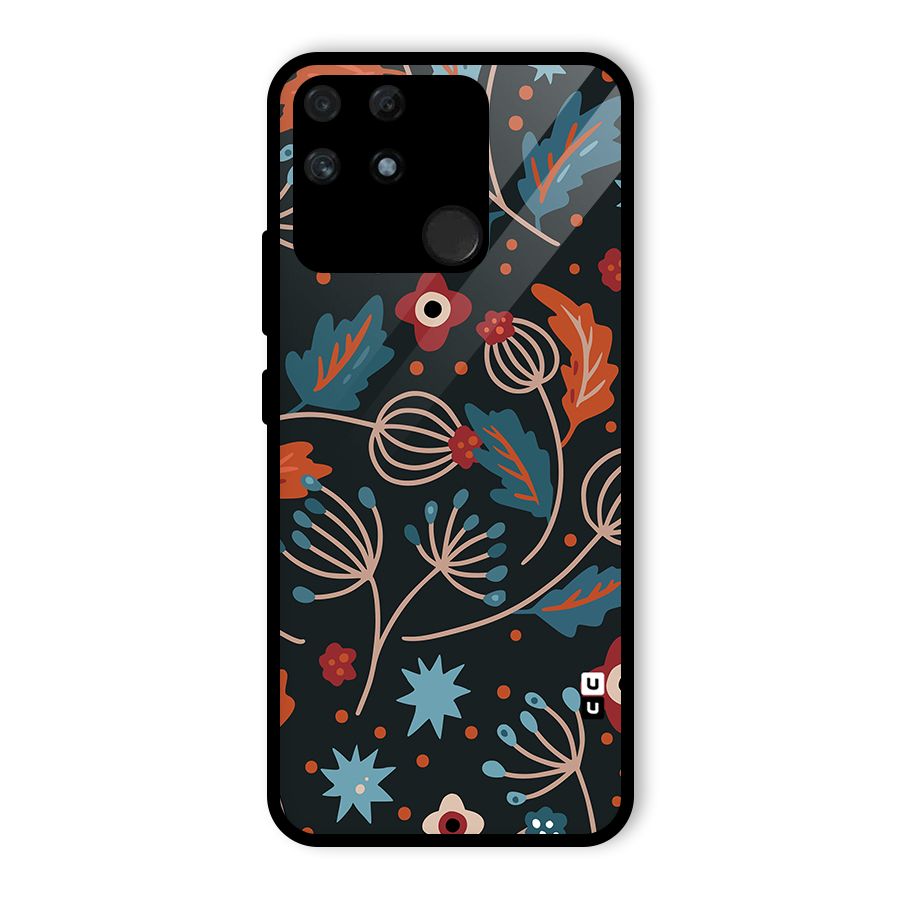 Nordic Arts Leaves Glass Back Case for Realme Narzo 50A