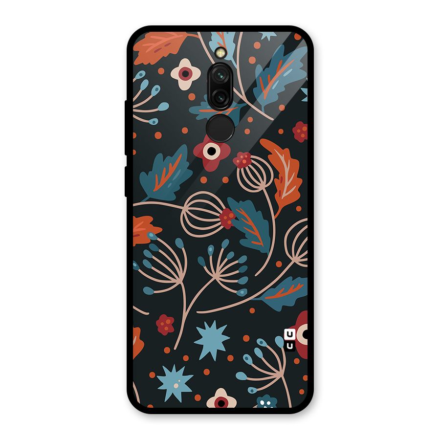 Nordic Arts Leaves Glass Back Case for Redmi 8