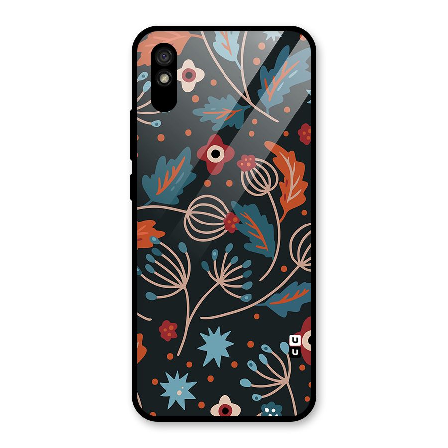 Nordic Arts Leaves Glass Back Case for Redmi 9A