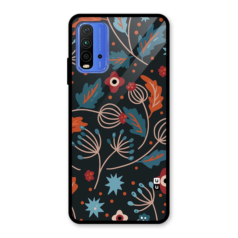 Nordic Arts Leaves Glass Back Case for Redmi 9 Power