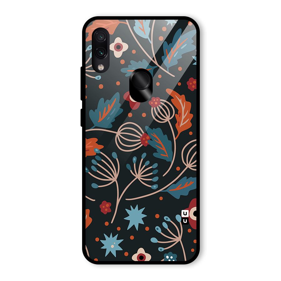 Nordic Arts Leaves Glass Back Case for Redmi Note 7