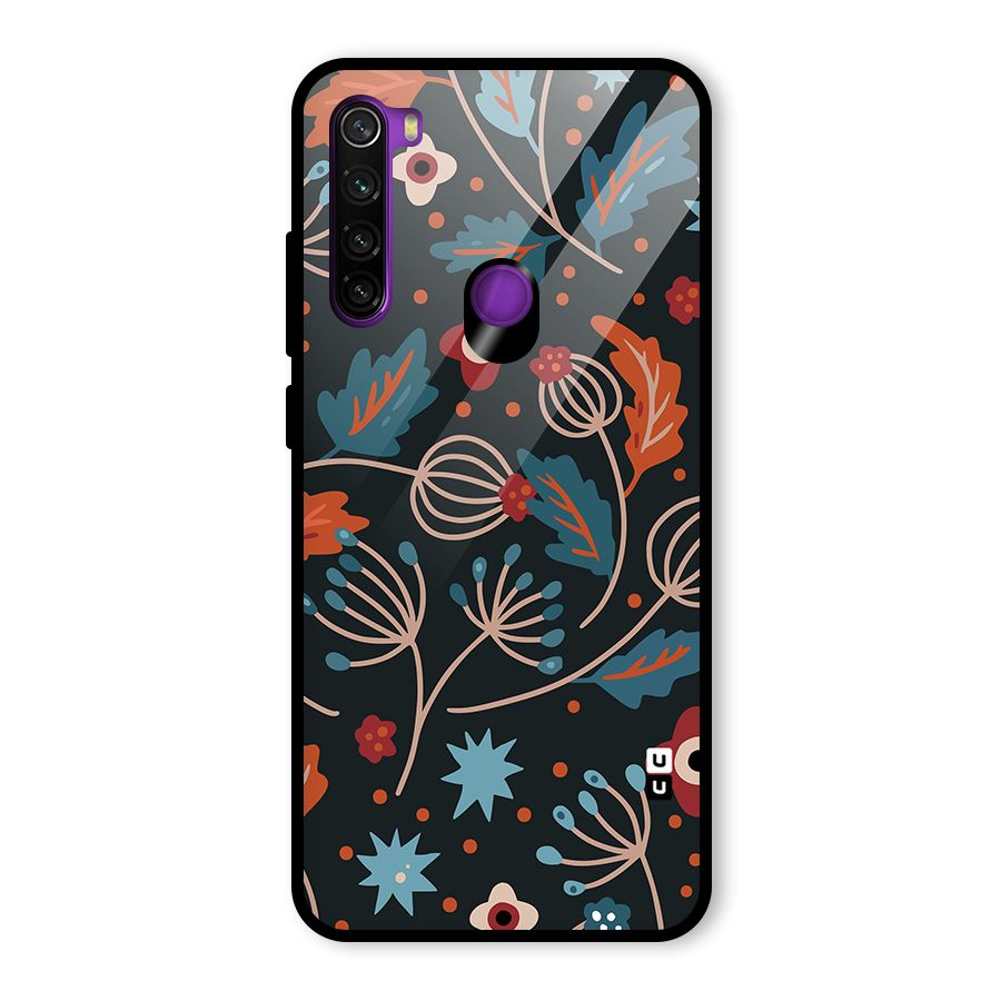 Nordic Arts Leaves Glass Back Case for Redmi Note 8
