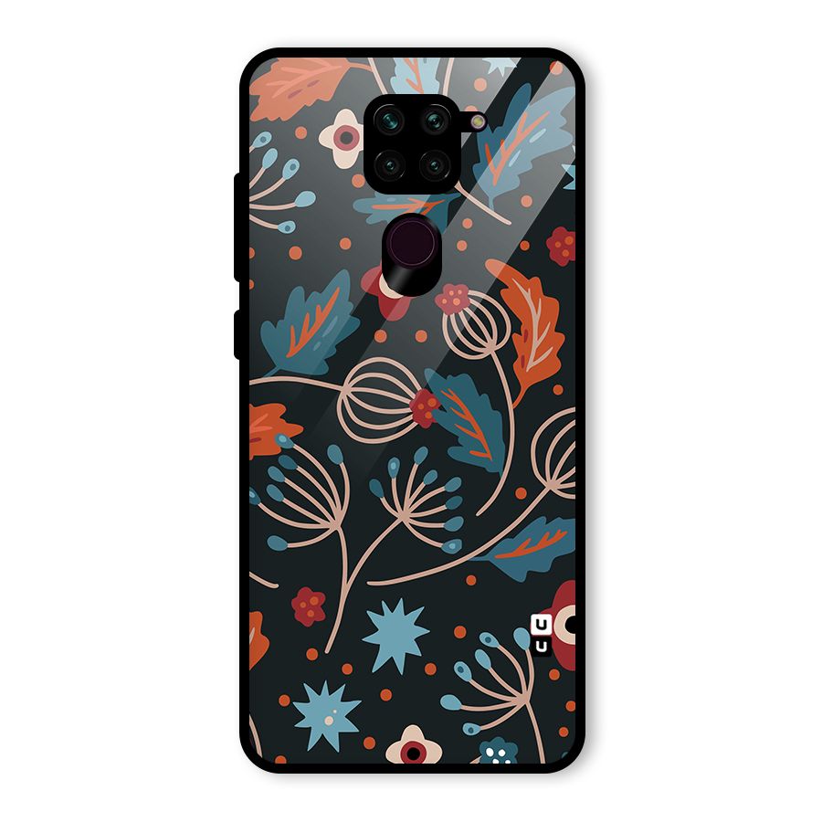Nordic Arts Leaves Glass Back Case for Redmi Note 9