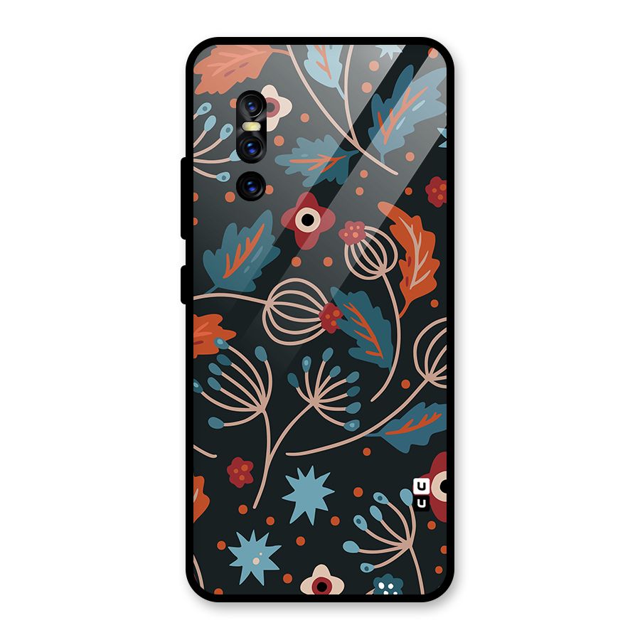 Nordic Arts Leaves Glass Back Case for Vivo V15 Pro
