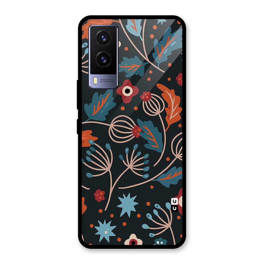 Nordic Arts Leaves Glass Back Case for Vivo V21e 5G