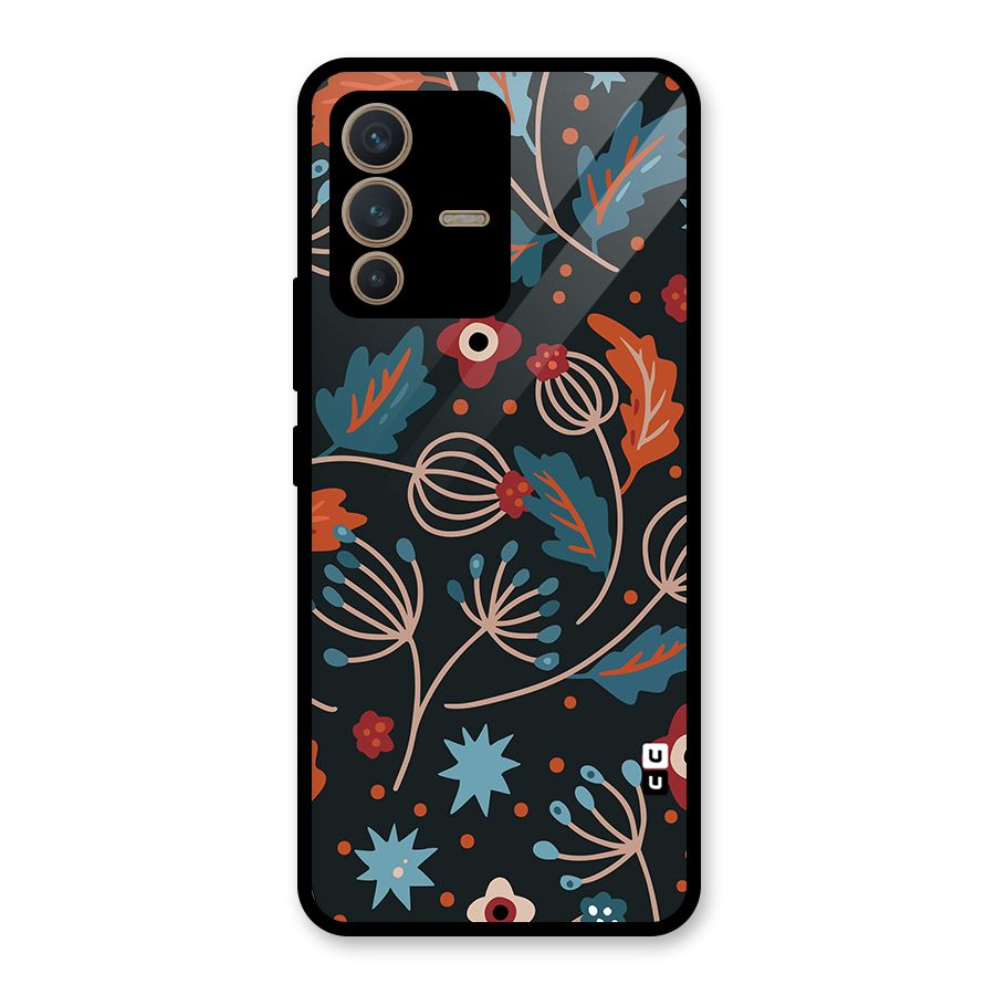 Nordic Arts Leaves Glass Back Case for Vivo V23 5G