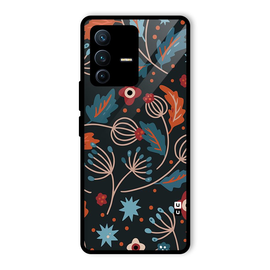 Nordic Arts Leaves Glass Back Case for Vivo V23 Pro