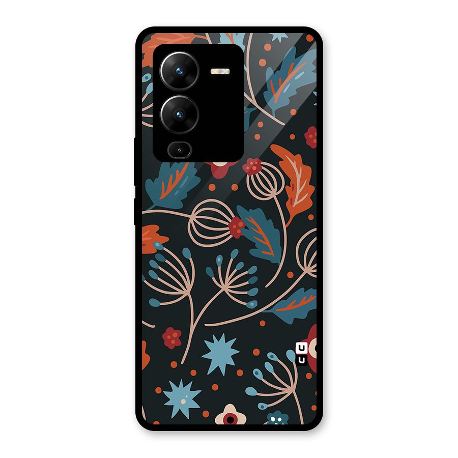 Nordic Arts Leaves Glass Back Case for Vivo V25 Pro