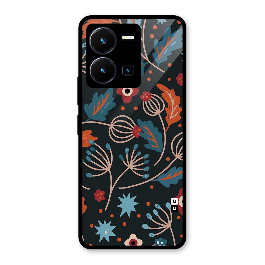 Nordic Arts Leaves Glass Back Case for Vivo Y35