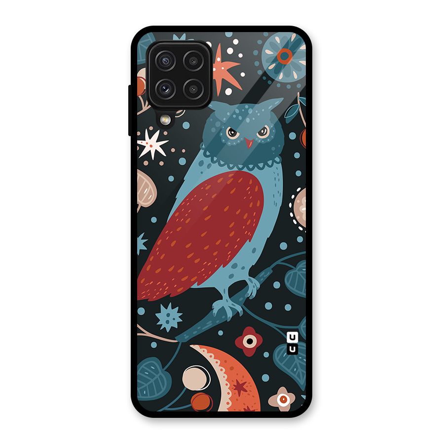 Nordic Arts Owl Glass Back Case for Galaxy A22 4G