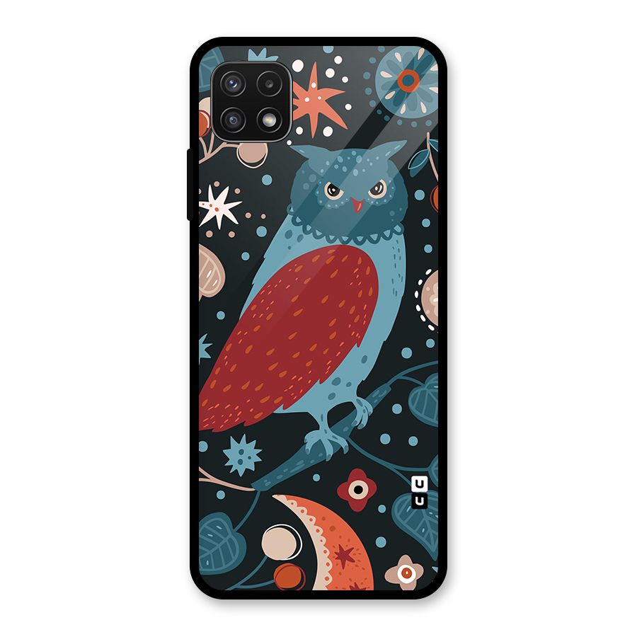 Nordic Arts Owl Glass Back Case for Galaxy A22 5G