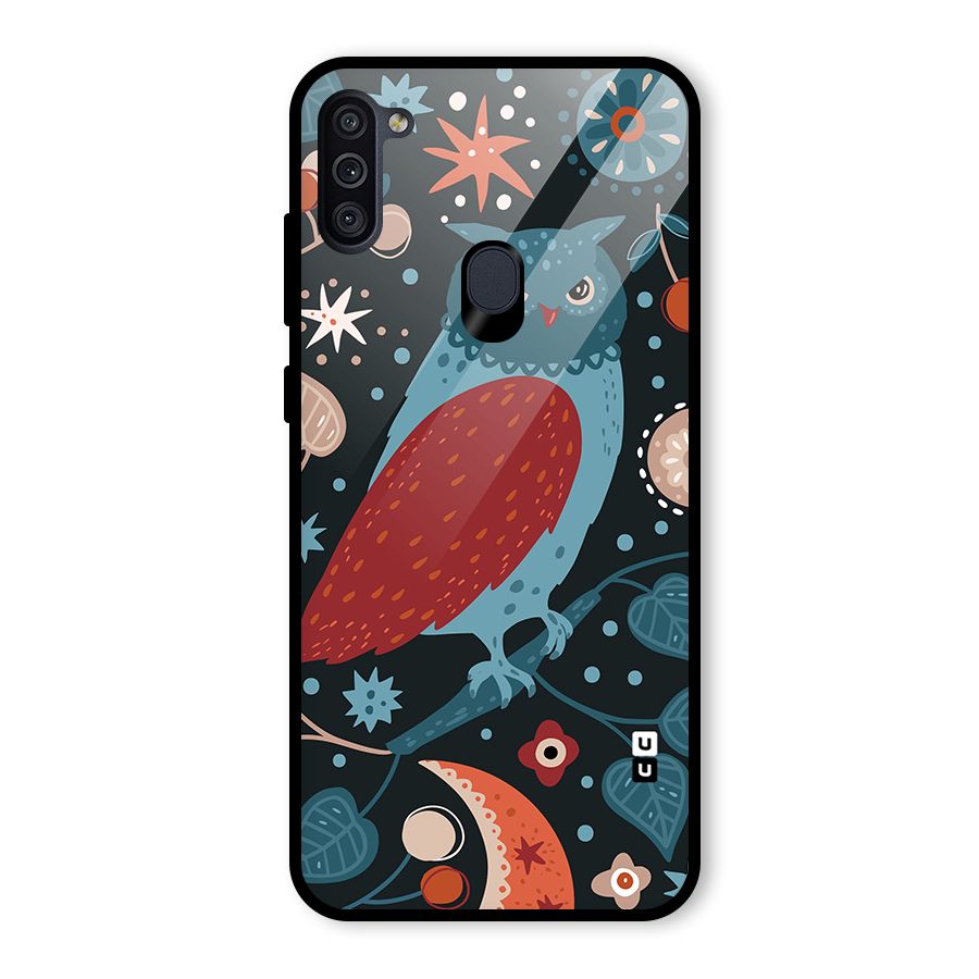 Nordic Arts Owl Glass Back Case for Galaxy M11