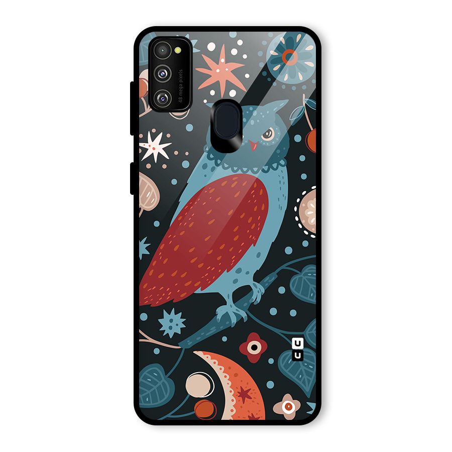 Nordic Arts Owl Glass Back Case for Galaxy M30s