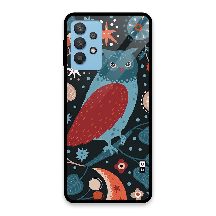 Nordic Arts Owl Glass Back Case for Galaxy M32 5G