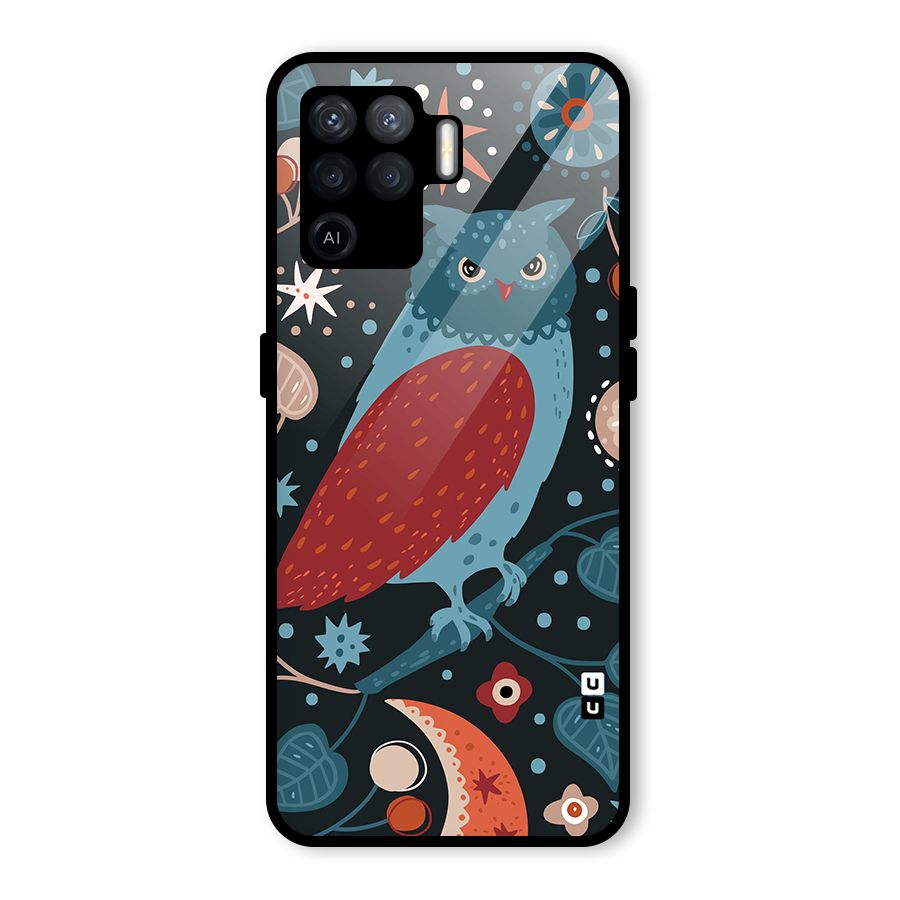 Nordic Arts Owl Glass Back Case for Oppo F19 Pro