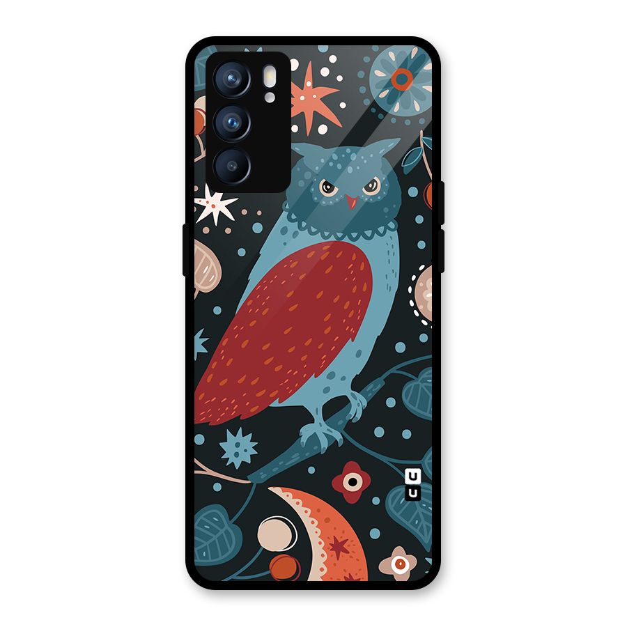 Nordic Arts Owl Glass Back Case for Oppo Reno6 5G