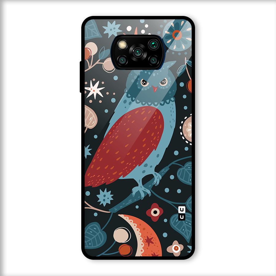 Nordic Arts Owl Glass Back Case for Poco X3