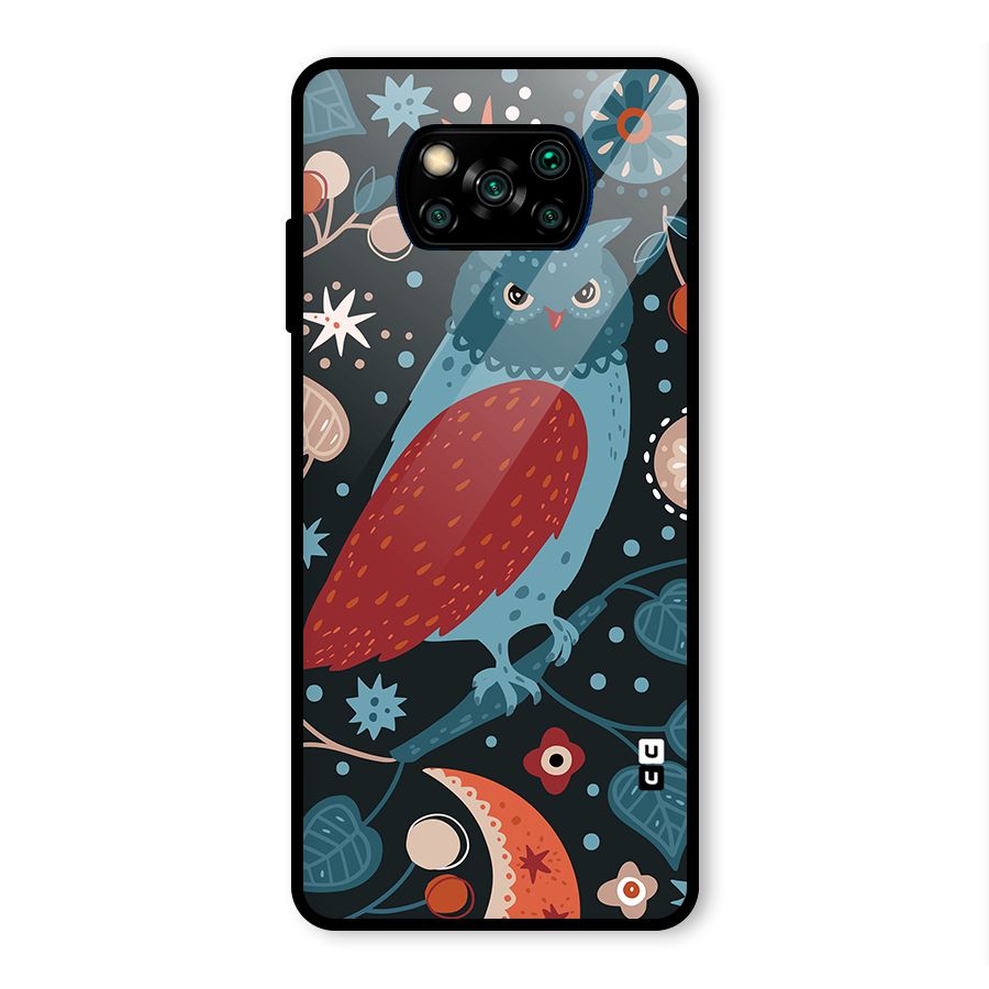 Nordic Arts Owl Glass Back Case for Poco X3 Pro