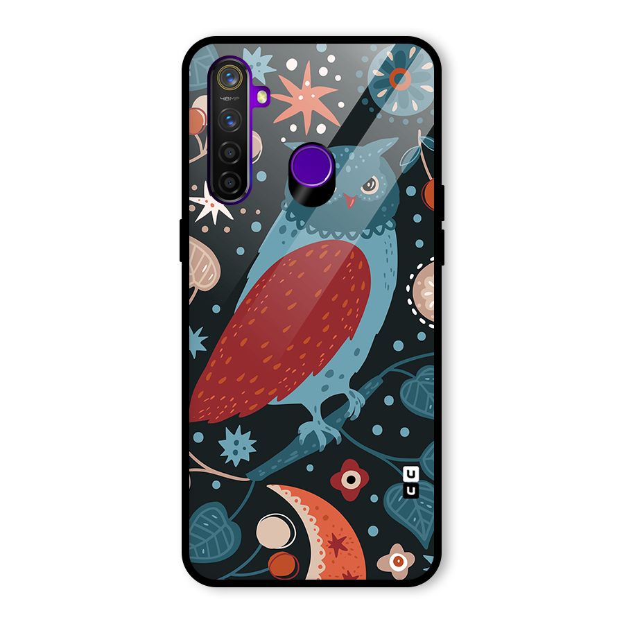 Nordic Arts Owl Glass Back Case for Realme 5 Pro