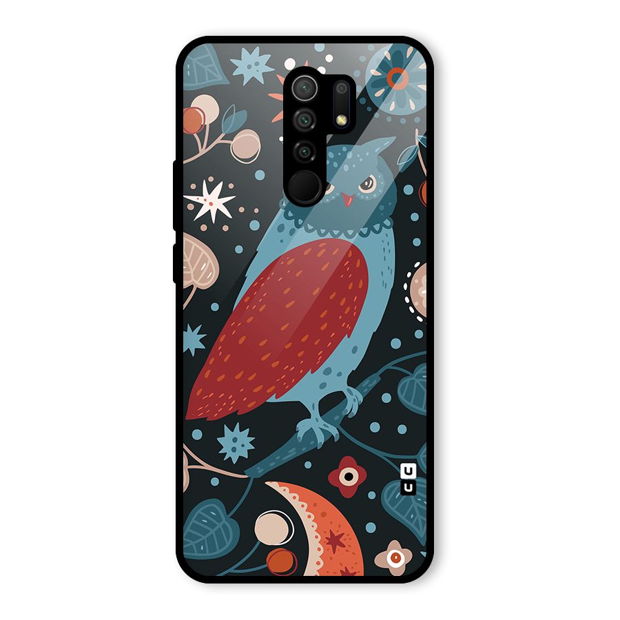 Nordic Arts Owl Glass Back Case for Redmi 9 Prime