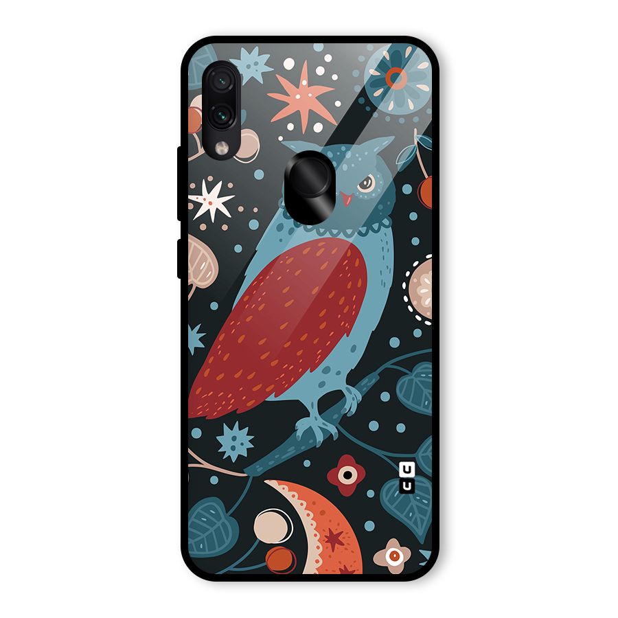 Nordic Arts Owl Glass Back Case for Redmi Note 7
