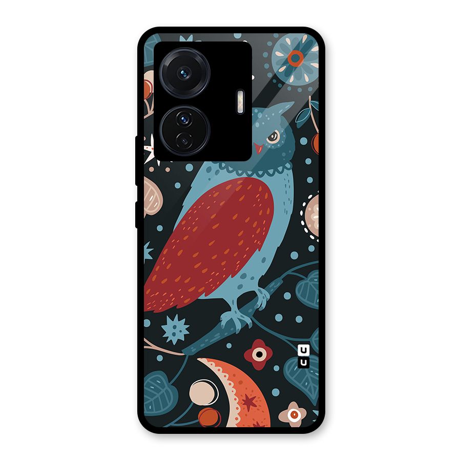Nordic Arts Owl Glass Back Case for Vivo T1 Pro