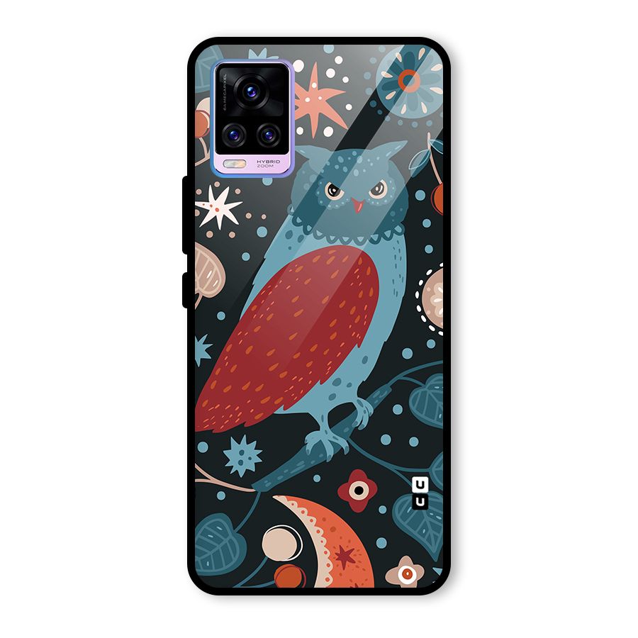 Nordic Arts Owl Glass Back Case for Vivo V20 Pro