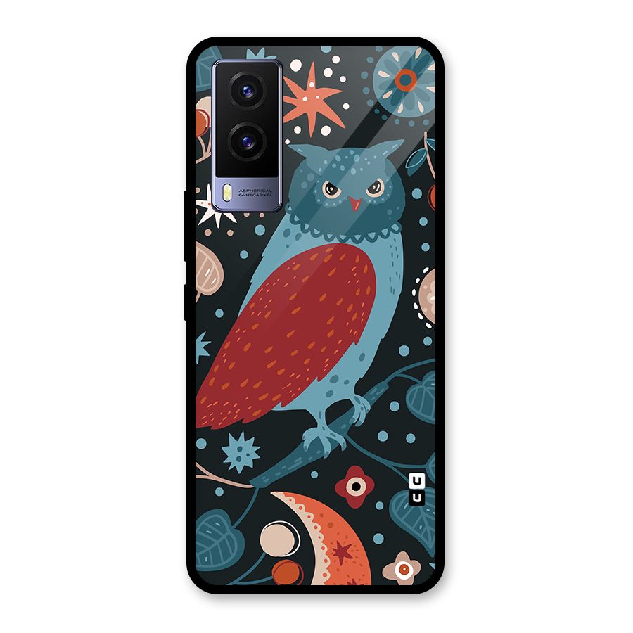Nordic Arts Owl Glass Back Case for Vivo V21e 5G