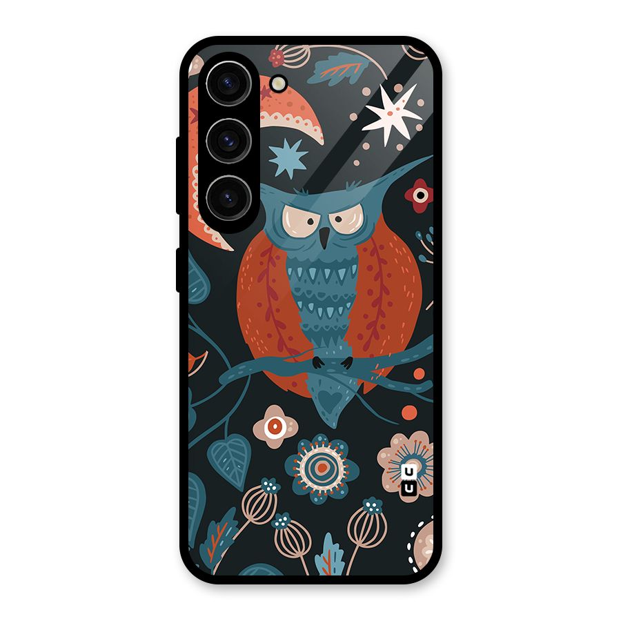 Nordic Arts Owl Moon Glass Back Case for Galaxy S23
