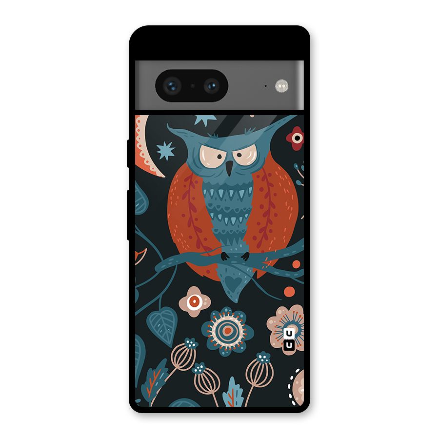 Nordic Arts Owl Moon Glass Back Case for Google Pixel 7
