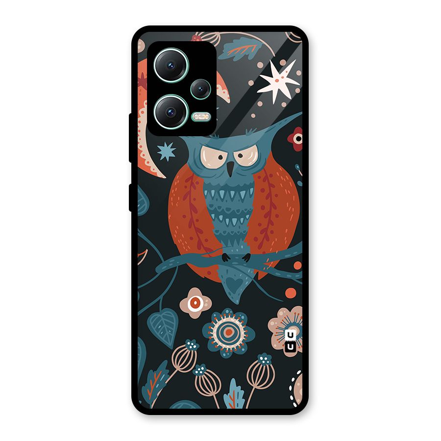 Nordic Arts Owl Moon Glass Back Case for Redmi Note 12 5G