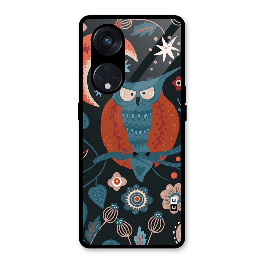 Nordic Arts Owl Moon Glass Back Case for Reno8 T 5G