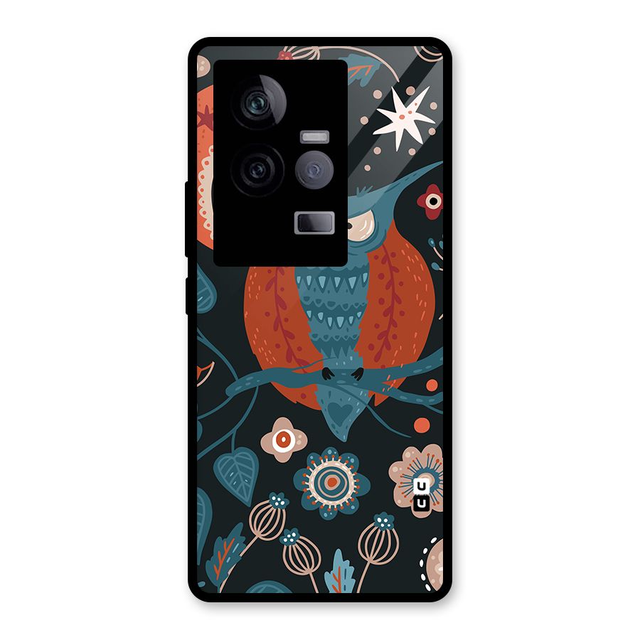 Nordic Arts Owl Moon Glass Back Case for Vivo iQOO 11 5G