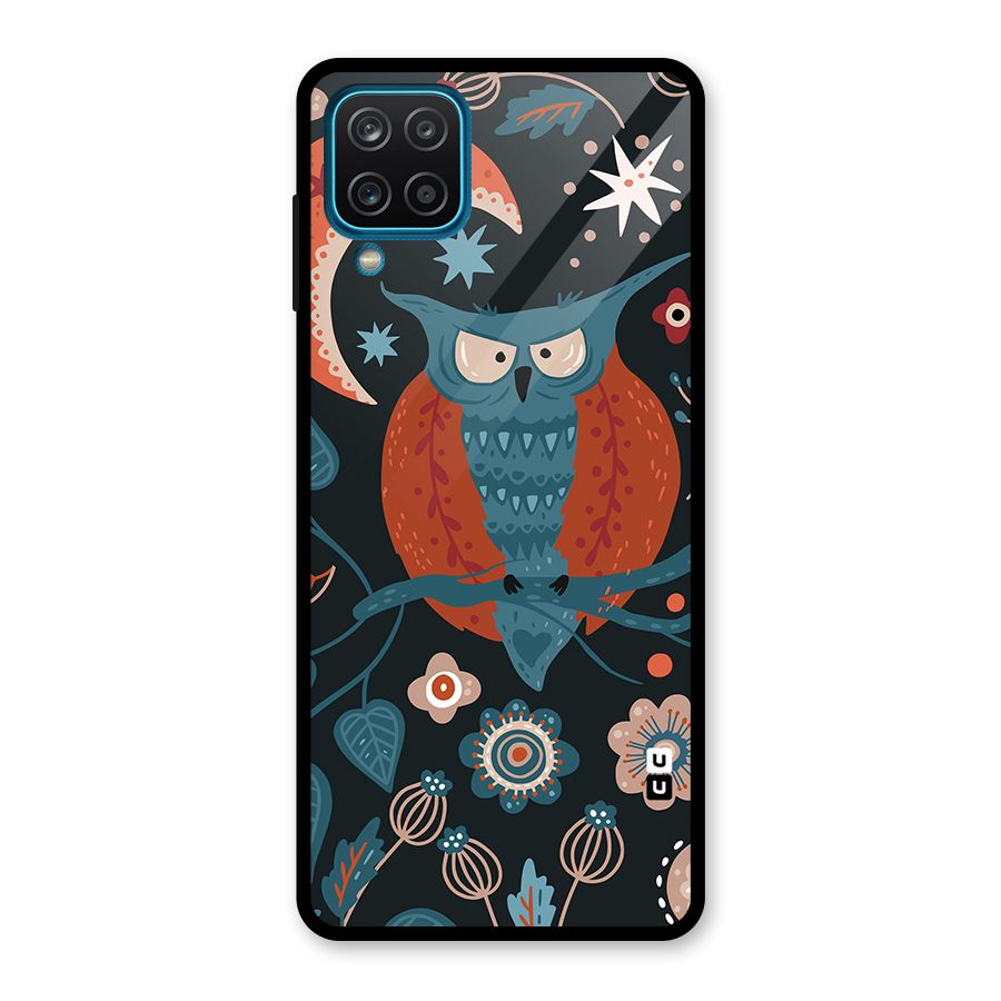 Nordic Arts Owl Moon Glass Back Case for Galaxy A12